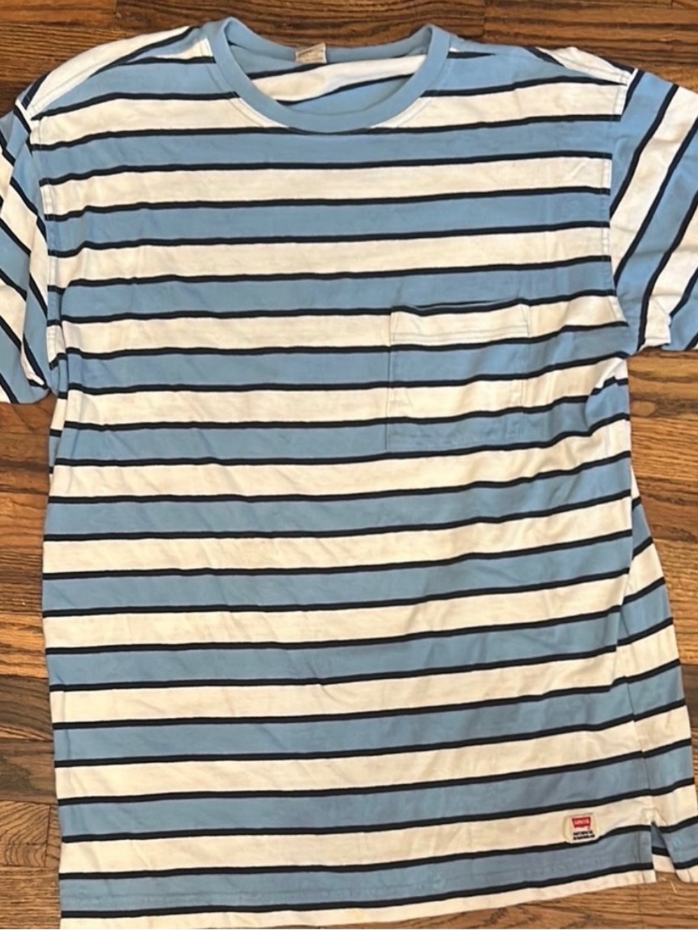 Levi's Blue, White & Black Striped Pocket Tee